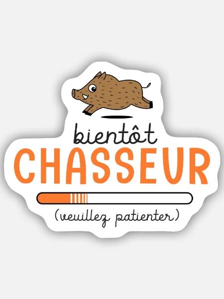 Bientôt Chasseur Body Bébé Cadeau Papa Chasse - Sticker taille S (10 x 10 cm) - blanc mat
