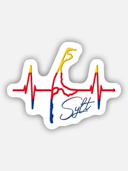 Sylt Skyline Nordsee Herzschlag Nordfriesen Sylter - Sticker Größe S (10 x 10 cm) - Mattweiß