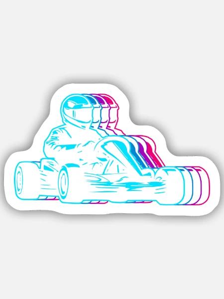 Kart Rennen Go Karts Mädchen Jungen Go-Kart - Sticker Größe S (10 x 10 cm) - Mattweiß
