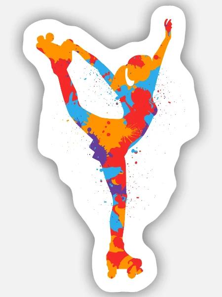 Rollschuhe Bunt Roller Skates Mädchen Rollschuh - Sticker Größe S (10 x 10 cm) - Mattweiß
