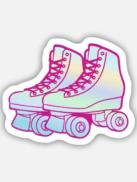 Rollschuhe Roller Skates Kinder Rollschuh Mädchen - Sticker Größe S (10 x 10 cm) - Mattweiß