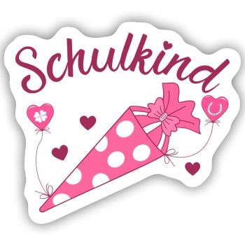 Schulkind Herz rosa Schulanfang - Sticker Größe S (10 x 10 cm) - Mattweiß - Vorne
