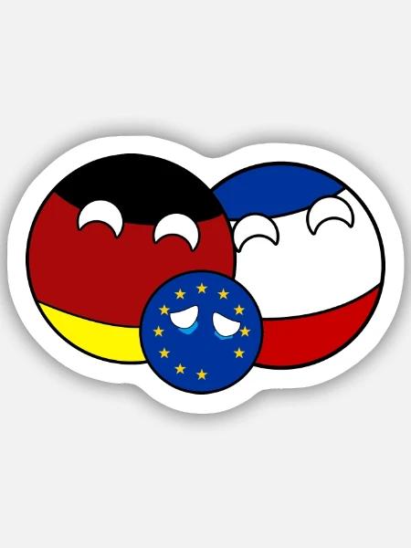 Countryball Germany France EU - Brexit - Sticker Größe S (10 x 10 cm) - Mattweiß