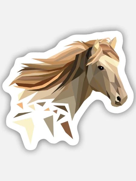 Pferd geometrisch low poly - Sticker Größe S (10 x 10 cm) - Mattweiß