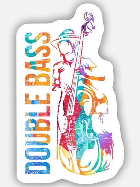 Wuchtiger Kontrabass Streichorchester - Sticker Größe S (10 x 10 cm) - Mattweiß