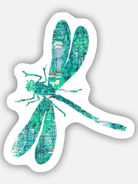 Schwirrende Libelle Gartenteich - Sticker Größe S (10 x 10 cm) - Mattweiß