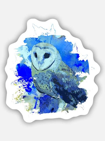 Eule - Sticker Größe S (10 x 10 cm) - Mattweiß
