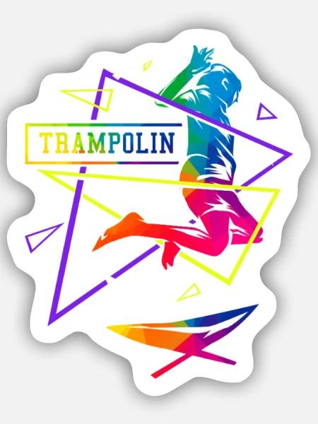 Federnde Trampolin Turnerin Wettkampf - Sticker Größe S (10 x 10 cm) - Mattweiß