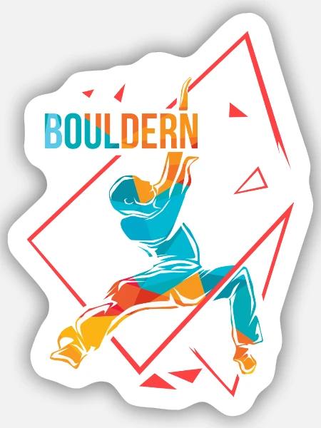 Geschmeidiger Boulderer Überhang - Sticker Größe S (10 x 10 cm) - Mattweiß