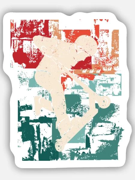 Stunt Scooter Tricks Vintage Tretroller - Sticker Größe S (10 x 10 cm) - Mattweiß
