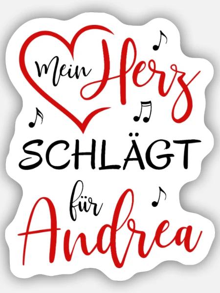 Mein Herz schlägt für Andrea - Sticker Größe S (10 x 10 cm) - Mattweiß