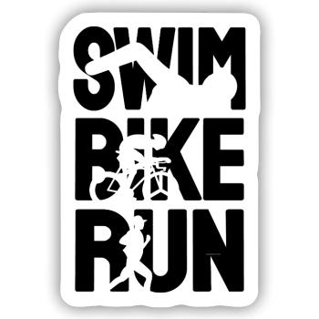 Triathlon Triathlet - Sticker Größe S (10 x 10 cm) - Mattweiß - Vorne