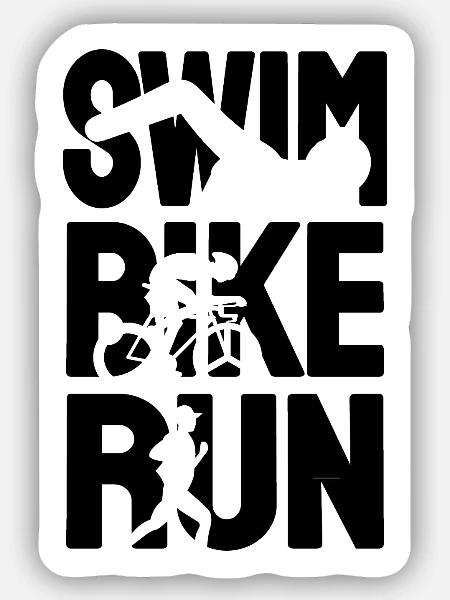 Triathlon Triathlet - Sticker Größe S (10 x 10 cm) - Mattweiß