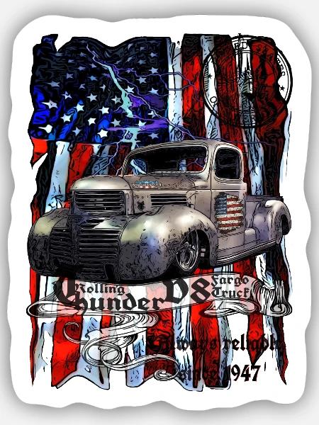 Vintage Truck Flaggen Hintergrund - Sticker Größe S (10 x 10 cm) - Mattweiß