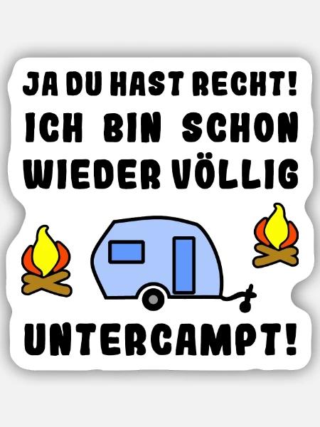 völlig untercampt wohnwagen - Sticker Größe S (10 x 10 cm) - Mattweiß