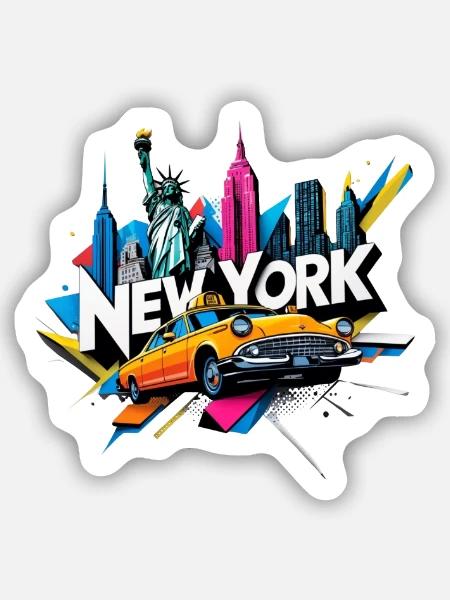 New York - Sticker Größe S (10 x 10 cm) - Mattweiß