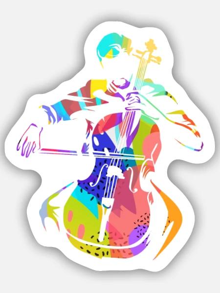 Feuriger Cellist Orchesterbühne - Sticker Größe S (10 x 10 cm) - Mattweiß