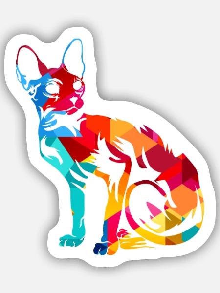 Eleganter Sphynx Katzenzucht - Sticker Größe S (10 x 10 cm) - Mattweiß