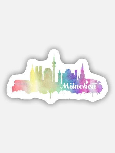 München Skyline - Sticker Größe S (10 x 10 cm) - Mattweiß