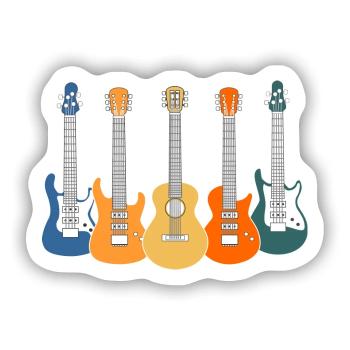 Gitarren - Sticker Größe S (10 x 10 cm) - Mattweiß - Vorne