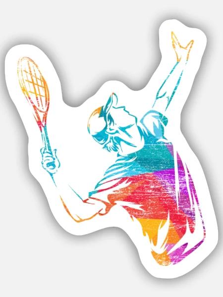 Schmetternder Tennis Rasenplatz - Sticker Größe S (10 x 10 cm) - Mattweiß