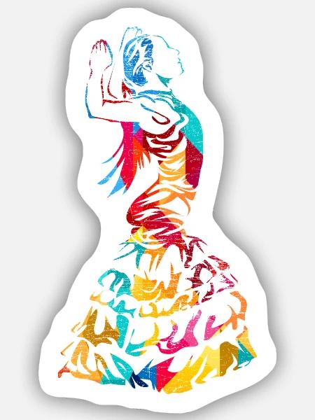Temperamentvolle Flamenco Gitarre - Sticker Größe S (10 x 10 cm) - Mattweiß