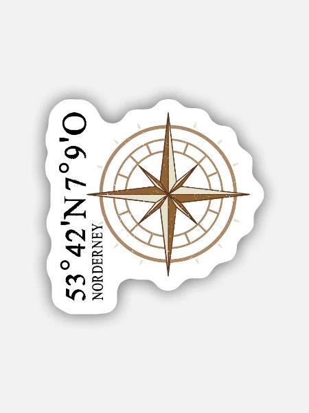 Norderney Koordinaten Insel - Sticker Größe S (10 x 10 cm) - Mattweiß