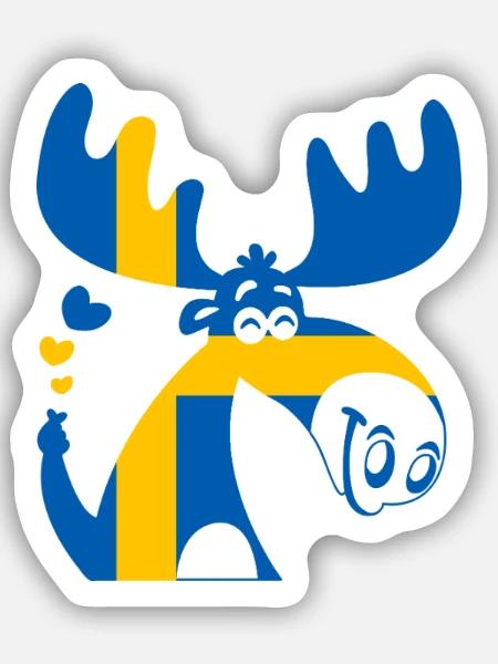 ELCH SCHWEDEN FLAGGE - Sticker Größe S (10 x 10 cm) - Mattweiß
