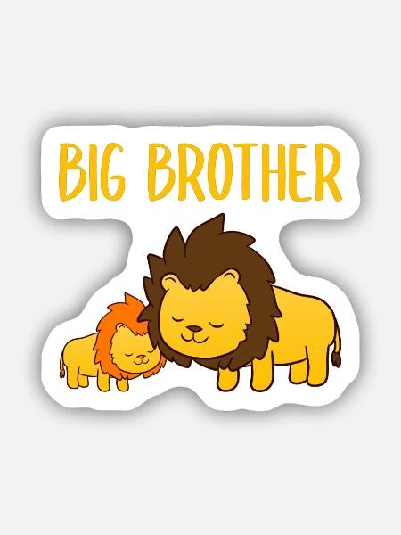 Big Brother Lion - Sticker Größe S (10 x 10 cm) - Mattweiß