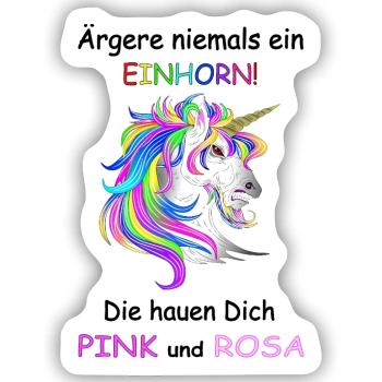 Einhörner nicht Ärgern - Sticker Größe S (10 x 10 cm) - Mattweiß - Vorne