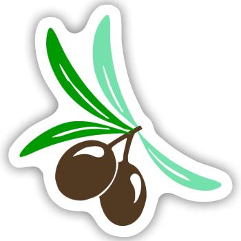 Olive 2 Zweig Blatt Olivenöl - Sticker Größe S (10 x 10 cm) - Mattweiß - Vorne