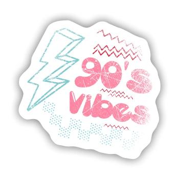 90's Vibes 90er 90s - Sticker Größe S (10 x 10 cm) - Mattweiß - Vorne