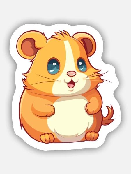 Hamster Buntes Aquarell Cartoon Kawaii Tier - Sticker Größe S (10 x 10 cm) - Mattweiß