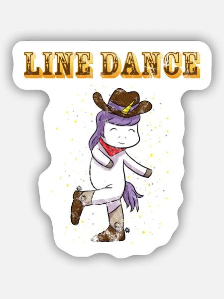Linedance Unicorn Line Dance - Sticker Größe S (10 x 10 cm) - Mattweiß