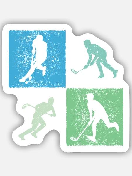 Floorball Unihockey Spiel Motiv Floorball Spieler - Sticker Größe S (10 x 10 cm) - Mattweiß