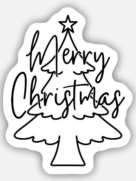 Merry Christmas Weihnachtsbaum - Sticker Größe S (10 x 10 cm) - Mattweiß
