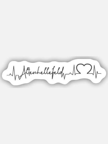 Altenhellefeld Herzschlag grau - Sticker Größe S (10 x 10 cm) - Mattweiß