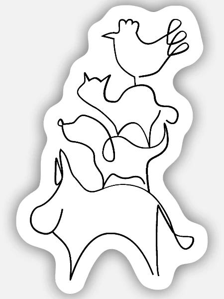 Bremer Stadtmusikanten Linien - Sticker Größe S (10 x 10 cm) - Mattweiß