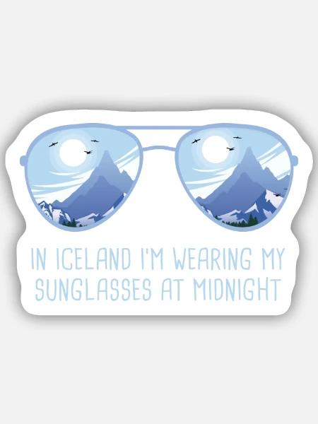 Island Sonnenbrille Iceland Mitternachtssonne - Sticker Größe S (10 x 10 cm) - Mattweiß