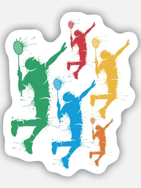Federball Badmintonspieler Jungen Badminton Kinder - Sticker Größe S (10 x 10 cm) - Mattweiß
