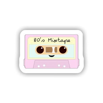 80's Mixtape Tape - Sticker Größe S (10 x 10 cm) - Mattweiß - Vorne