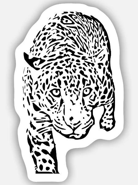 leopard schwarz schwarzer Leopard - Sticker Größe S (10 x 10 cm) - Mattweiß