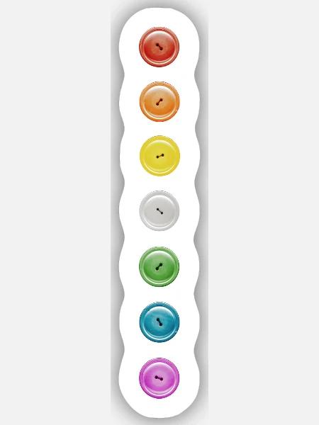 Knopf Knöpfe Regenbogen 7 Punkte lustig Knopfreihe - Sticker Größe S (10 x 10 cm) - Mattweiß