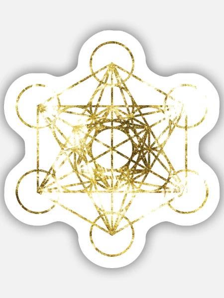 Metatrons Cube Gold heilige Geometrie - Sticker Größe S (10 x 10 cm) - Mattweiß