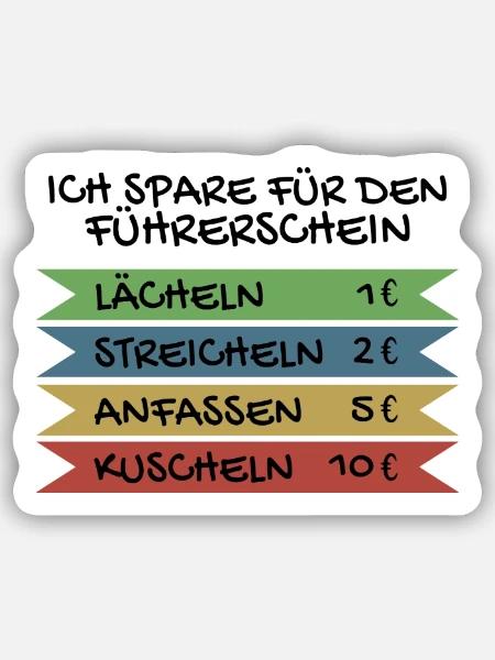 Ich spare für den Führerschein - Sticker Größe S (10 x 10 cm) - Mattweiß