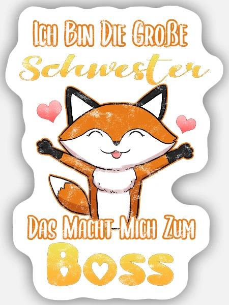 Große Schwester Fuchs - Sticker Größe S (10 x 10 cm) - Mattweiß