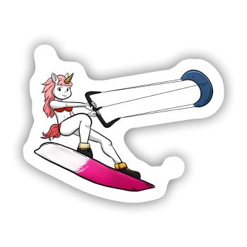Kitesurf Unicorn - Sticker Größe S (10 x 10 cm) - Mattweiß - Vorne