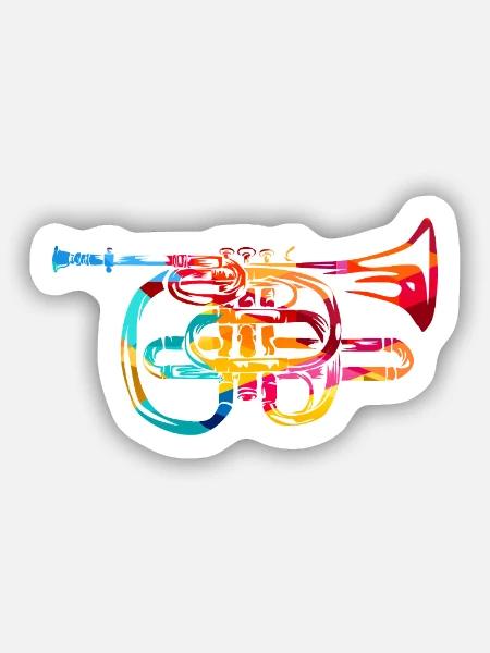 Virtuoses Kornett Orchestermusik - Sticker Größe S (10 x 10 cm) - Mattweiß