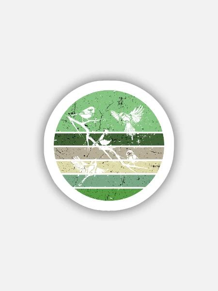 Vögel auf einem Zweig - Sticker Größe S (10 x 10 cm) - Mattweiß