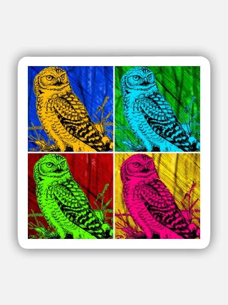 Eule - Sticker Größe S (10 x 10 cm) - Mattweiß